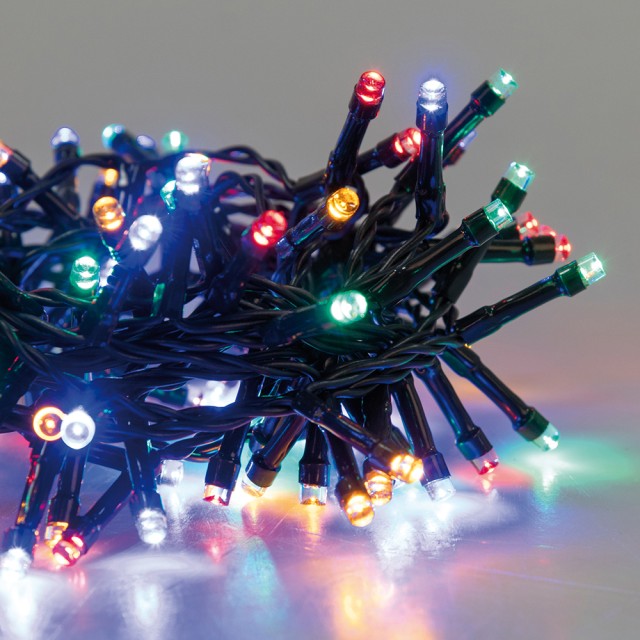 Kooper Φωτεινή γιρλάντα 100 LED πολύχρωμη 45 μέτρα εξωτερικής χρήσης με 8 παιχνίδια φωτισμού Santas House by Kooper 5906374