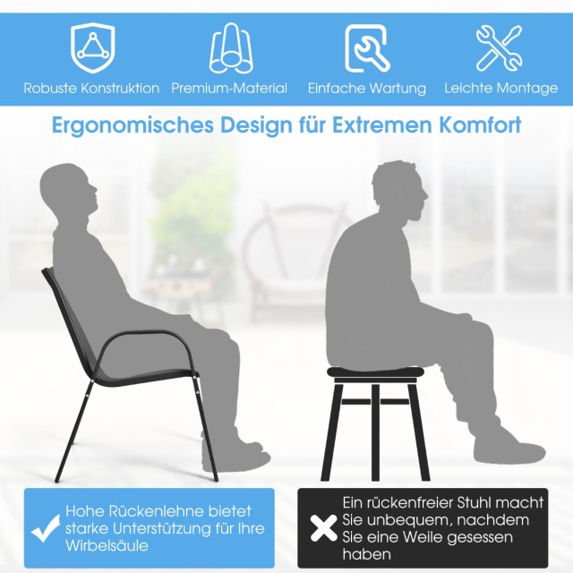 Costway Σετ επίπλων μπαλκονιού 3 τεμαχίων με τραπέζι μπιστρό και 2 στοιβαζόμενες καρέκλες σετ μπαλκονιού σετ κήπου σετ επίπλων κήπου NP11611DK