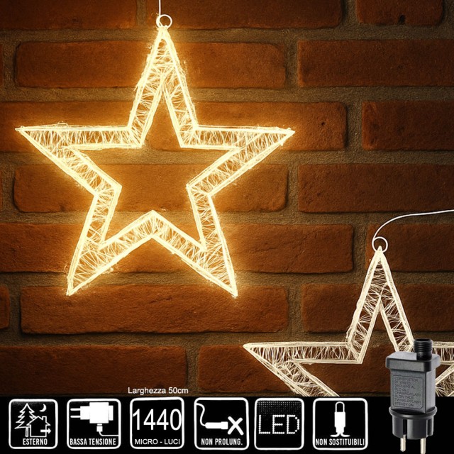 BAKAJI Μεταλλικό 3D Αστέρι Χριστουγέννων Stella με Θερμό Φωτισμό 1440 LED Πλάτος 50 εκ. 02842875