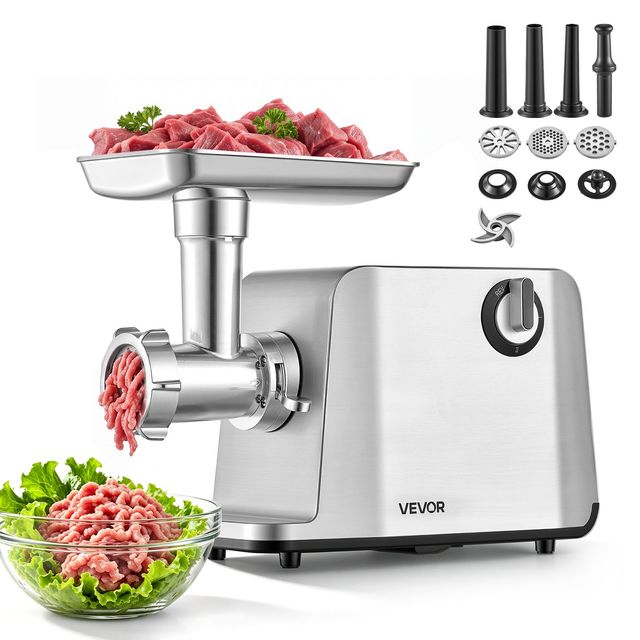 VEVOR Ηλεκτρικός Μύλος Κρέατος #5, 1800W Max, 2 Ταχύτητες, 3 Δίσκοι Άλεσης, 3 Μπεκ Λουκάνικων & Σετ Kibbeh, 700W JYDDJRJ800WS2I0PD001V2
