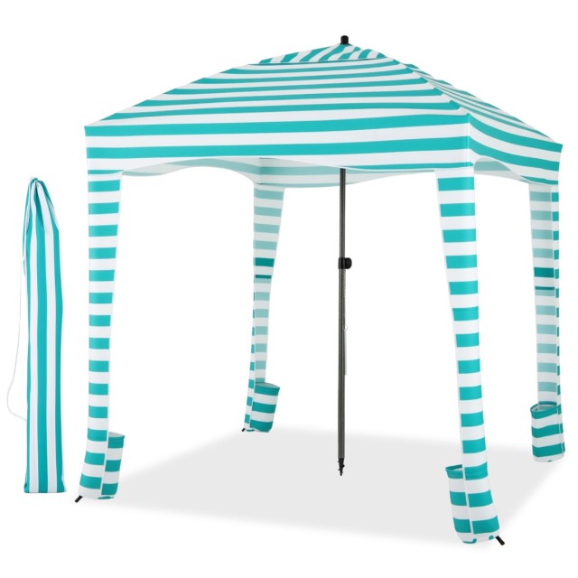 Costway Φορητή Τέντα Παραλίας με Αποσπώμενο Πλευρικό Τοίχο και 8 Σακούλες Άμμου, 183 x 183 cm, Πράσινη – με Τσάντα Μεταφοράς NP11055GN