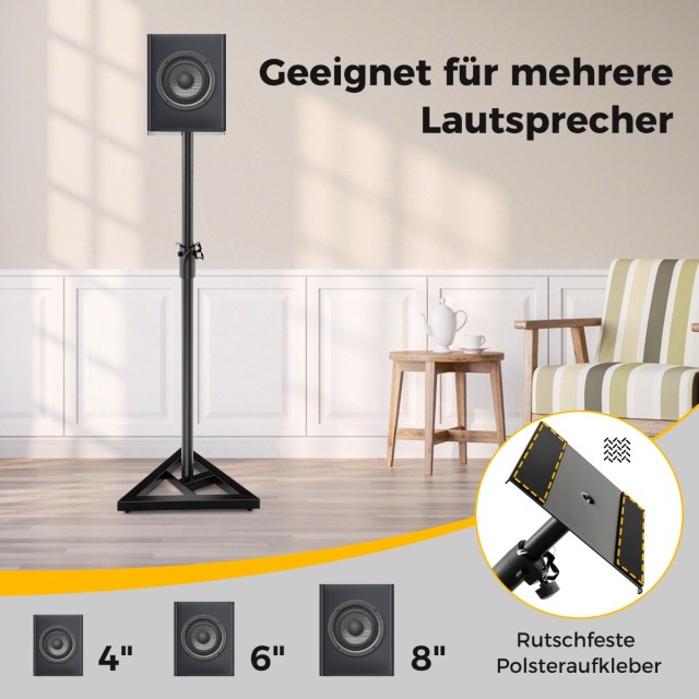 Costway Σετ 2 Βάσεις Ηχείων με Σταθερή Τρίγωνη Βάση, Μέγιστο Φορτίο 50kg, 97-157 εκ., Μαύρο. TL35699