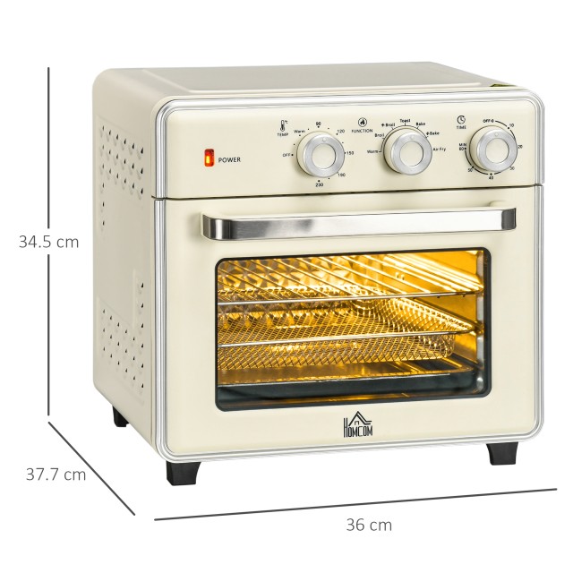 HOMCOM Μίνι Ηλεκτρικός Φούρνος 20L με Αερισμό 1400W, Ζεστό Αέρα και Αξεσουάρ, Κρέμα 800-152V90CW