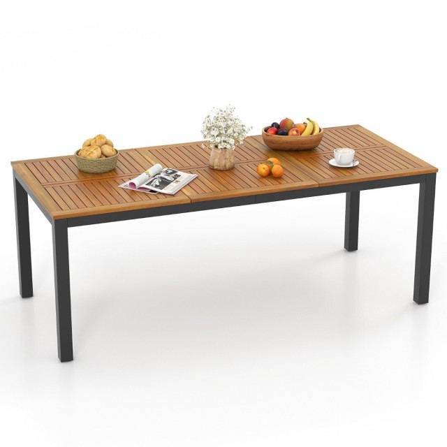 Costway Ορθογώνιο Τραπέζι Εξωτερικού Χώρου από Ακακία για 8 Άτομα (200 x 90 x 75 cm) HW73633