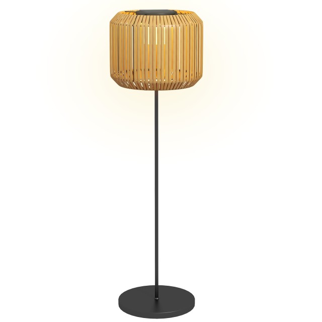 Outsunny Ηλιακός Λαμπτήρας Κήπου με Φωτισμό LED, από Ατσάλι και PE Rattan, Ø34x130 cm, Κίτρινο 867-152V00YL