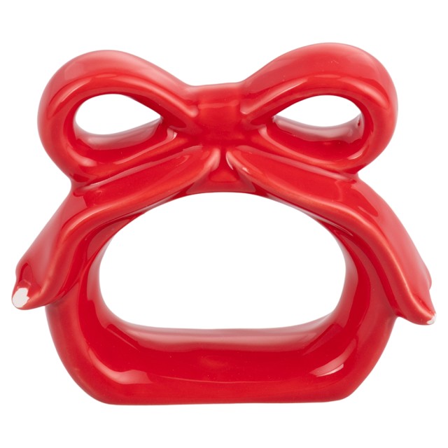 Villa DEste  Σετ 6 τμχ Δαχτυλίδι πετσέτας Legatovaglioli fiocco rosso από κεραμικό για Χριστούγεννα με φιογκάκια 5924711