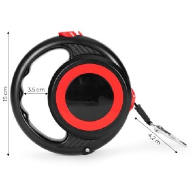 Petsi Αυτόματο Λουρί για Σκύλο ή Γάτα με Κλείδωμα 4,2μ TR-1037 RB BLACK