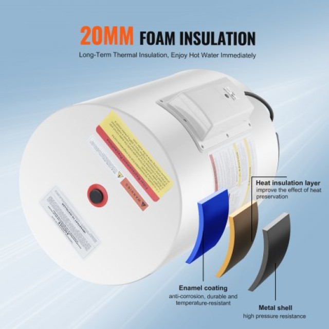 VEVOR Ηλεκτρικός Θερμοσίφωνας 10 Γαλόνια 1.6Kw LED για Ντους CSSRSQ40LXNLTWC46V2