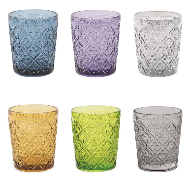 Villa DEste  Σετ 6 ποτήρια νερού 240 ml σε χρωματιστό γυαλί με ανάγλυφη επιφάνεια Marrakech 5905223