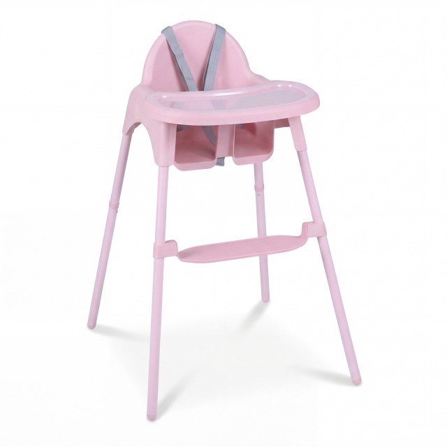 Costway Μετατρεπόμενο βρεφικό καρεκλάκι φαγητού 4 σε 1 με 2 ύψη, ροζ, 90,5 x 58 x 65 cm AD10096EU-PI
