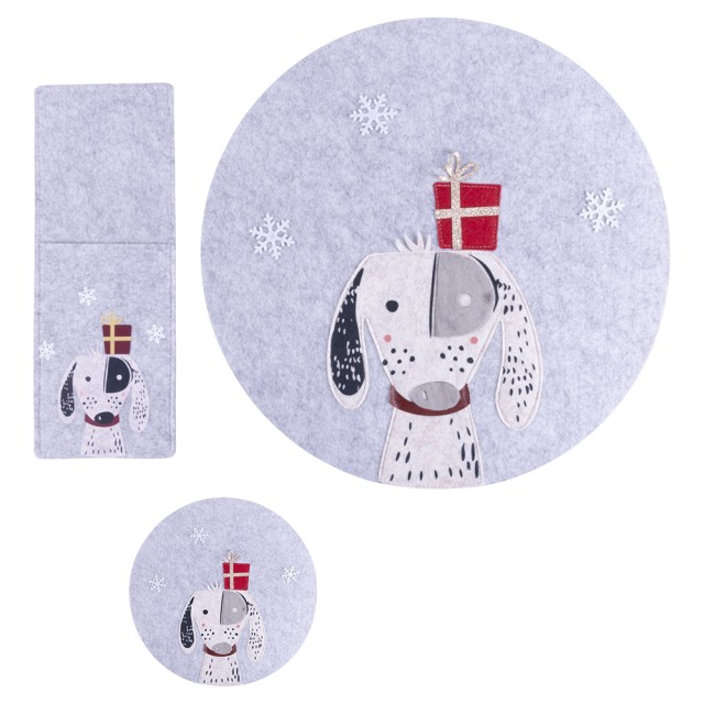 Villa dEste Home Σετ Σουπλά Θήκες Μαχαιροπήρουνα και Σουβέρ από Γκρι Τσόχα Natalotto 5924589