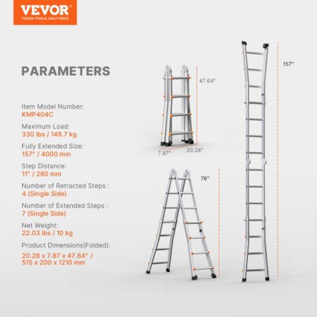 VEVOR Σκάλα Τηλεσκοπική Πολυλειτουργική 13 FT DGNAZXYST40MJ7HIQV0