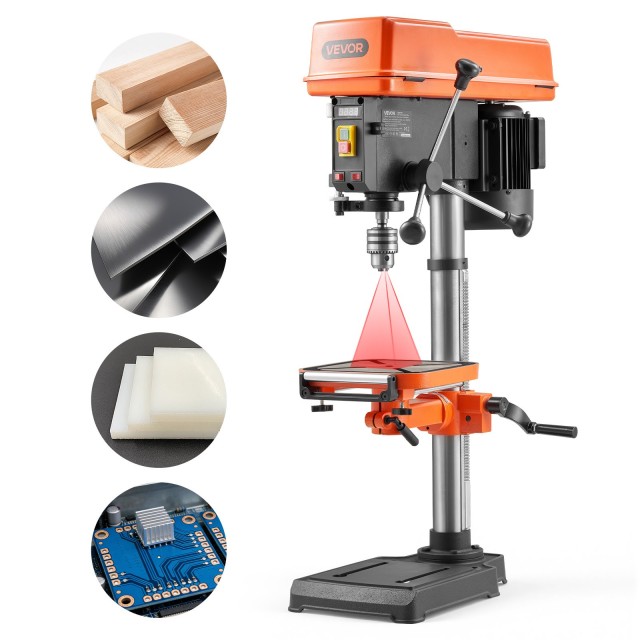 VEVOR Επιτραπέζιο Δράπανο 550W με Μεταβλητή Ταχύτητα 340-2200 RPM, Κλίση Τραπεζιού 0-45°, Laser & LED Φωτισμός, για Ξυλουργική & Μεταλλικές Εργασίες TSZC550W33ABLIVJ5001V2
