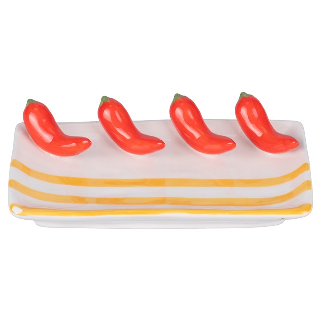 Villa dEste Home Διακοσμητικό Κεραμικό Πιάτο 15x85 cm Σχέδιο Πιπεριά Fruit Life 5921858