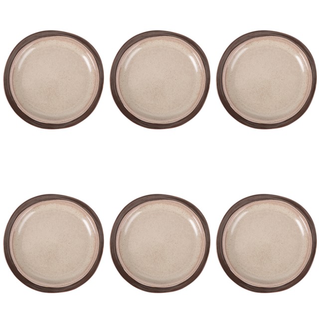 Villa DEste  Σετ 6 πιάτα φρούτου σε μπεζ χρώμα από γρανίτη με καφέ περίγραμμα Bretagne Terra 5918727