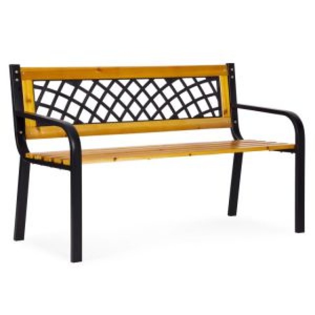 MULTIGARDEN Ξύλινο παγκάκι κήπου με διάτρητη πλάτη 118x52 εκ. πάρκου MultiGarden WYI-XG2090