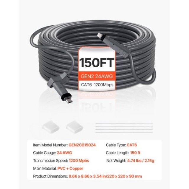 VEVOR Καλώδιο Επέκτασης Starlink Gen 2, 150 FT, Ταχύτητας 1200 Mbps XLYZDLGEN224YQ5YW001V9