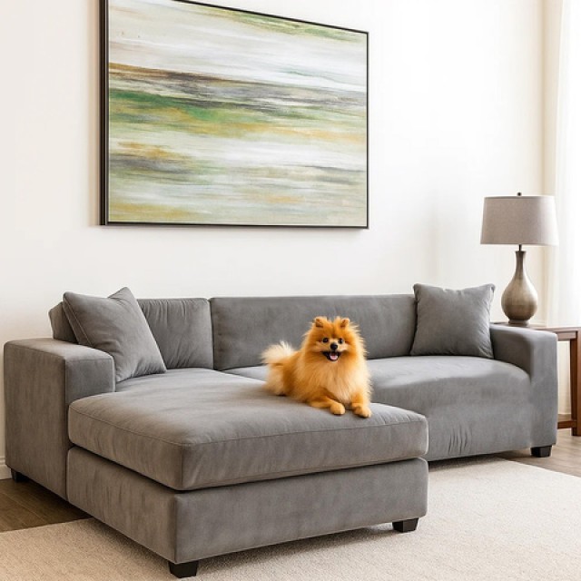 Ruhhy Ελαστικό Βελουτέ Κάλυμμα Γωνιακού Καναπέ - Σκούρο Γκρι 190-230 cm  26181