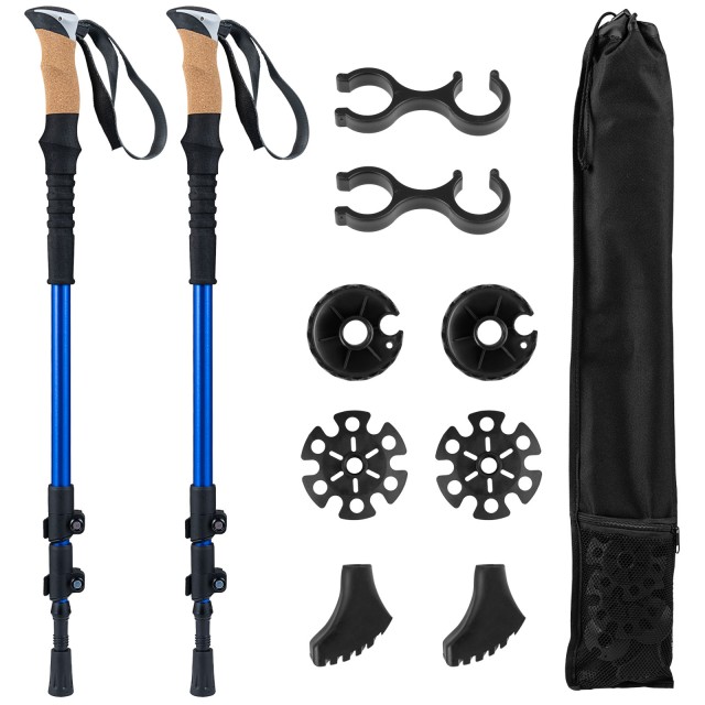 Costway Ρυθμιζόμενα Μπαστούνια Πεζοπορίας με Λαβές EVA & Φυσικό Φελό - Μπλε SP38682BL