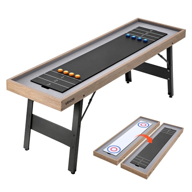 VEVOR Τραπέζι Shuffleboard 2,1 m 2 σε 1 με Επιτραπέζιο Curling, Αναδιπλούμενα Πόδια και 8 Pucks ZZKSHZ7YCBDD0NHY3001V0