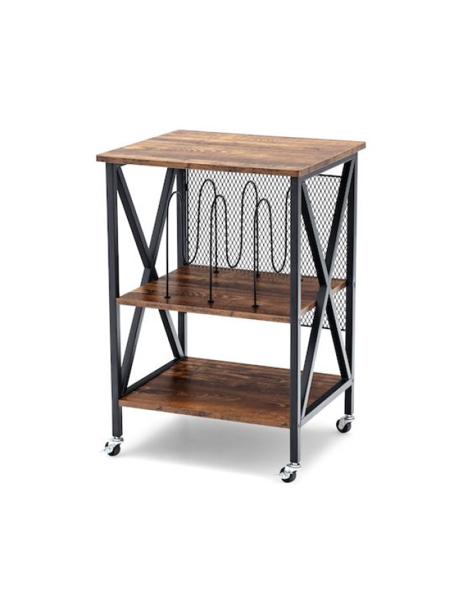 Costway Τροχήλατη Καφέ Ραφιέρα 3 Επιπέδων 52x45x75 cmJV12662DE-CF