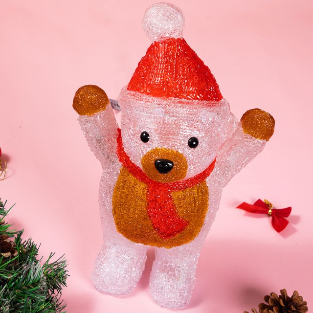 BAKAJI Ορθοστατούσα Ακρυλική Φιγούρα Αρκουδάκι με LED για Χριστούγεννα, Κατάλληλη για Εξωτερικούς και Εσωτερικούς Χώρους 02814636