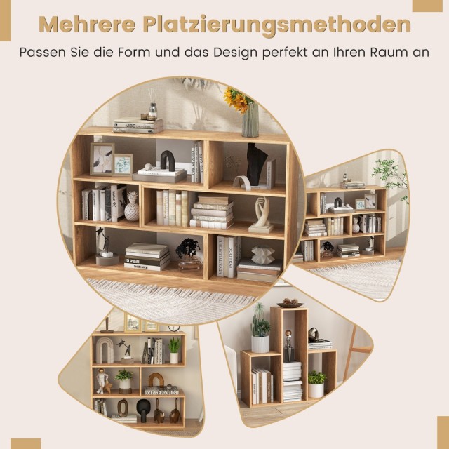 Costway Σύγχρονη Βιβλιοθήκη με 3 Επίπεδα & Προστασία από Ανατροπές - Φυσική Όψη CB10613+