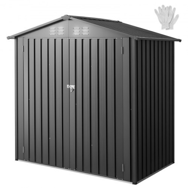 VEVOR Μεταλλική Αποθήκη Κήπου 6x4 FT με 4 Αεραγωγούς, Γκρι GJF64FTHHSMSNRZ66001V0