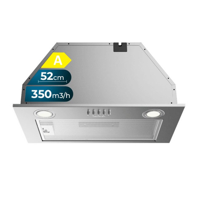 CECOTEC Εντοιχιζόμενος Απορροφητήρας 52 cm Bolero Flux IM 523500 Inox A , 350 m³/h, 3 Ταχύτητες, Φωτισμός, Φίλτρο Άνθρακα CEC-02865