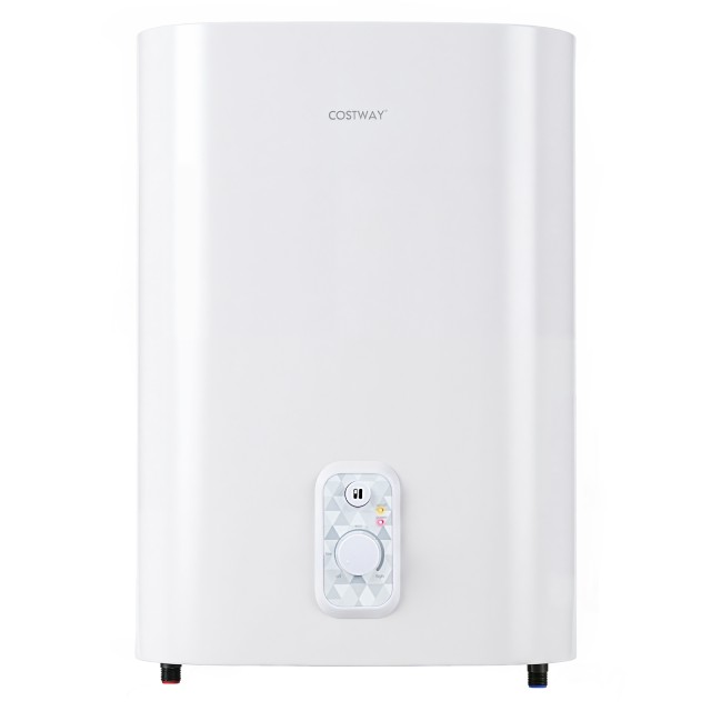 Costway Ηλεκτρικός Θερμοσίφωνας 25L 1300W/2000W Διπλού Δοχείου 30-75°C Ξηρής Αντίστασης Κάθετης/Οριζόντιας Τοποθέτησης Λευκός 63,5 x 26 x 43,5 cm FP11095DE-WH