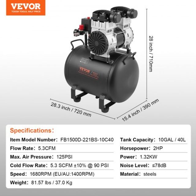 Φορητός Αεροσυμπιεστής VEVOR 10L 90 PSI WYWSKYJ40L14358ANV2
