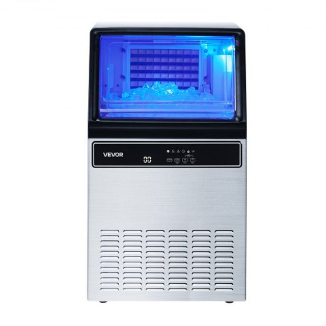 VEVOR Εμπορική Παγομηχανή, 59kg/24ωρη, Με Αποθήκη 15kg, 45 Κύβοι/Κύκλος, Ανοξείδωτο Ατσάλι, Ελεύθερης Τοποθέτησης & Υποπάγκια, με LED Οθόνη & Αυτοκαθαρισμό QSYYTSFBZBJ3042ZA001V2