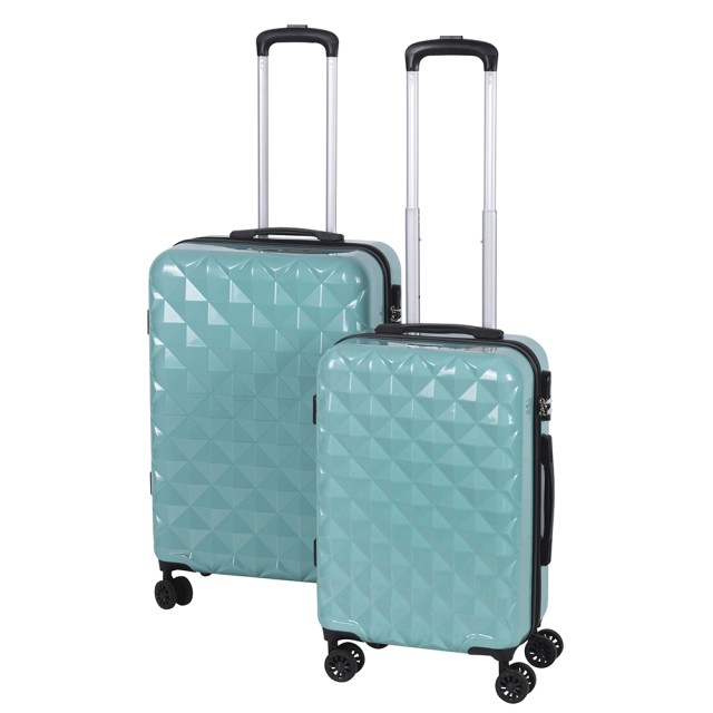 Galileo Σετ 2 βαλίτσες ακουαμαρίνα με 4 περιστρεφόμενες ρόδες 360, κλείσιμο με συνδυασμό και διπλό εξωτερικό φερμουάρ Diamond 5914930