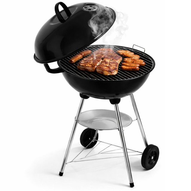 BAKAJI Στρογγυλή Ψησταριά με Κάρβουνα με Ρόδες Διάμετρος 44 εκ. Σχάρα από Ατσάλι και Δίσκος 02001844