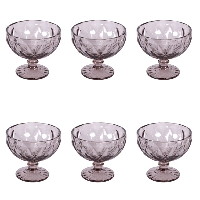 Galileo Σετ 6 κυπέλλων παγωτού μωβ 400 ml με σκαλισμένη επιφάνεια Elizabeth Sibilla 5918869