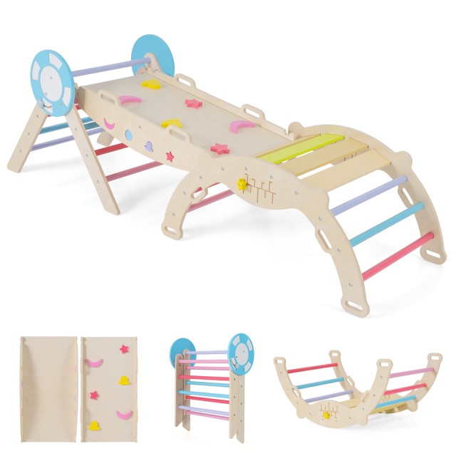 Costway Σετ Αναρρίχησης με Τσουλήθρα & Τόξο Αναρρίχησης & Σετ Δομικών Στοιχείων Δίπλωμα Τρίγωνο Αναρρίχησης Πολύχρωμο TS10306CL