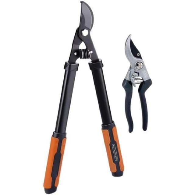 BLACK & DECKER Σετ 2 Κλαδευτήρια Κήπου με Ατσάλινη Λεπίδα και Εργονομική Λαβή 02839450