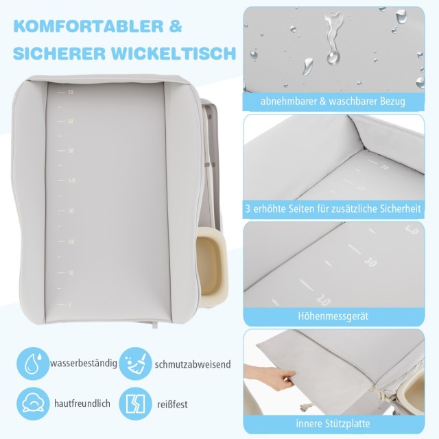 Costway Πτυσσόμενος Σταθμός Αλλαγής Μωρού με Λεκάνη Νερού και Γκρι Καλάθι Αποθήκευσης AC10033HS