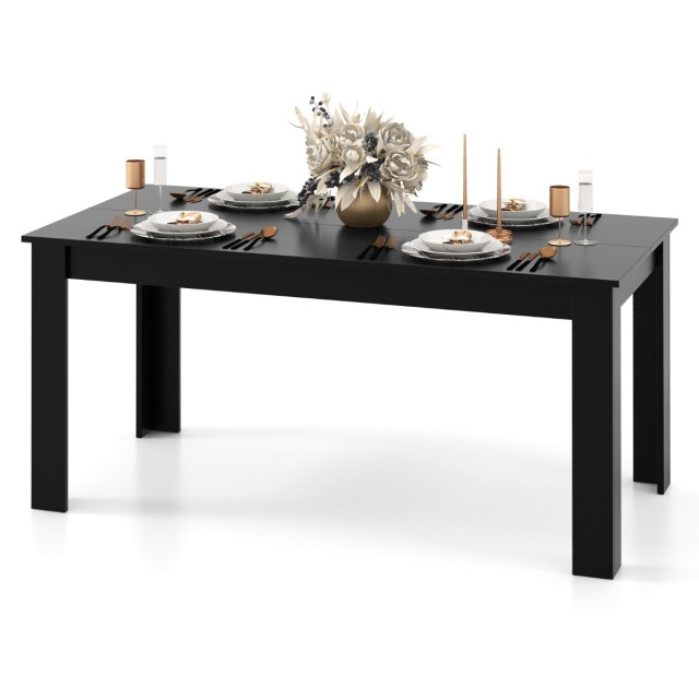 Ξύλινο Επεκτάσιμο Τραπέζι Φαγητού  160 x 80 x 76 cm Μαύρο KC55793DK Costway