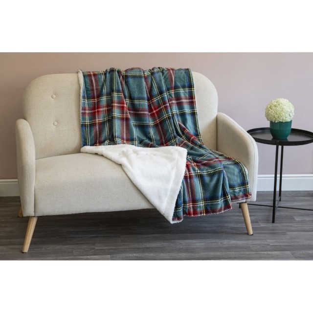 Galileo Πολύχρωμο κάλυμμα ταρτάν 130x160 εκ από φανέλα fleece με εσωτερική επένδυση τύπου σέρπα Sibilla 5918011 Τυχαία Επιλογή Χρωμάτων