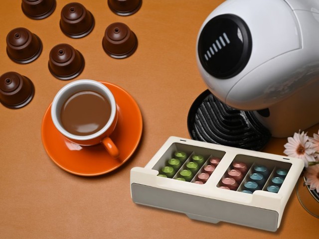 Οργανωτής για Κάψουλες Καφέ Nespresso Κρεμαστός  – 30 Θέσεων με Συρόμενο Μηχανισμό Λευκό/Γκρι 5907451363539 Verk Group