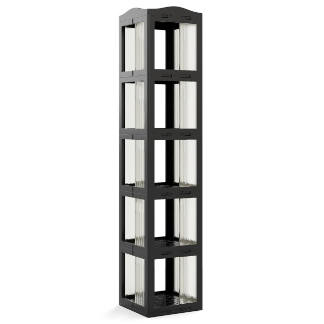 Costway Περιστρεφόμενο Ράφι Βιβλιοθηκών 360° Πτυσσόμενο Ορθοστάτη Διάφανο Γραφείο 36,5 x 36 x 174 cm Μαύρο CB11098BK