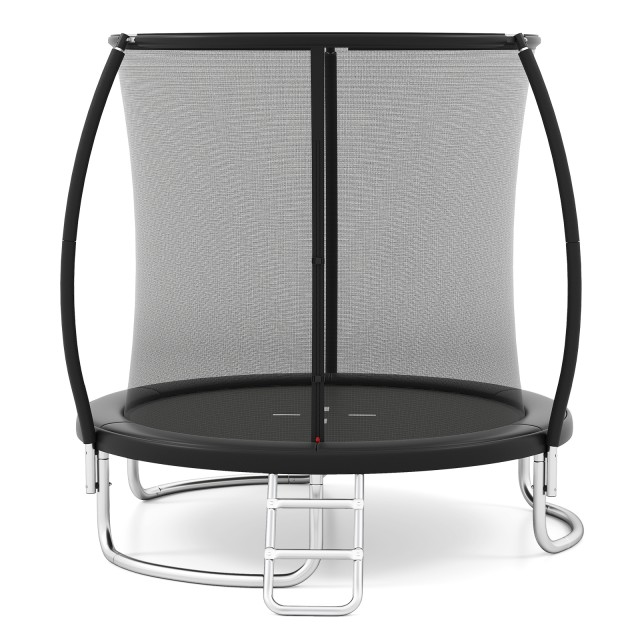 Costway  Εξωτερικό Τραμπολίνο με Σκάλα, Κυκλικό 244cm, Μαύρο - Με Δίχτυ Ασφαλείας & Μεταλλικό Πλαίσιο TW10140BK+