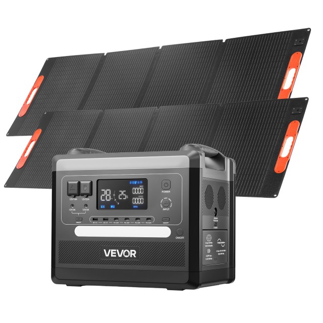 VEVOR Φορητός Σταθμός Ενέργειας 2400W με 2 Πτυσσόμενα Ηλιακά Πάνελ 200W και Μπαταρία LiFePO4 2160Wh KZSCNDYTJZDTMIYY2001V2