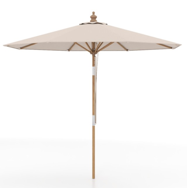 Costway Ξύλινη ομπρέλα κήπου και μπαλκονιού 270 εκ., ανακλινόμενη 30° και από τις δύο πλευρές, μπεζ, 254 x 280 x 280 cm NP12796BE