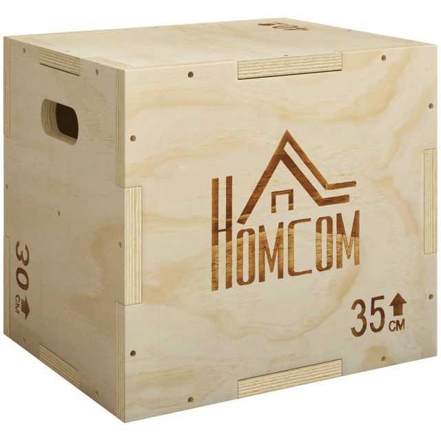 HOMCOM Ξύλινο Πλειομετρικό Box 3 Υψών, 120 kg, 40,5 x 35,5 x 30,5 cm A93-053V02ND