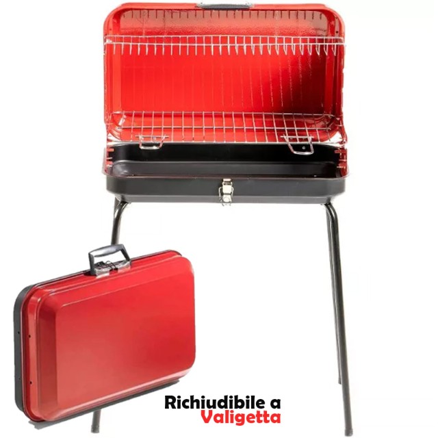 BAKAJI Φορητή ψησταριά βαλίτσα με σχάρα από ατσάλι 50x36x81cm για κάμπινγκ πικνίκ 02842235