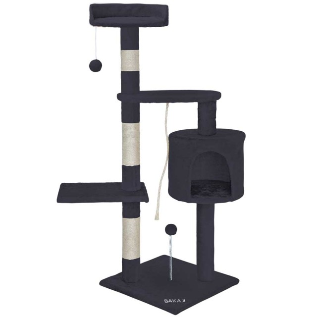 BAKAJI  Δέντρο Αναρρίχησης για Γάτες Παιδική Χαρά Κρεβάτι Ξύσιμο γάτας Υ 112εκ Γκρι  02817000