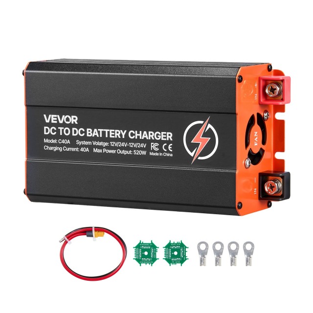 VEVOR Φορτιστής Μπαταρίας DC-DC 40A 520W για LiFePO4, Μολύβδου-Οξέος, AGM, GEL – Κατάλληλος για Τροχόσπιτα, Αυτοκίνητα, Power Stations DCDCDDY12V24PZD1S001V9