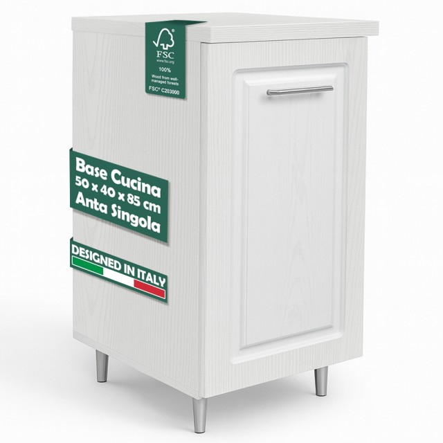 Shally Dogan Κινητή Βάση Κουζίνας Συνδυασμένου Σχεδίου Μποζερί Λευκής Σταχιάς με 1 Πόρτα και 2 Διαμερίσματα 02001630